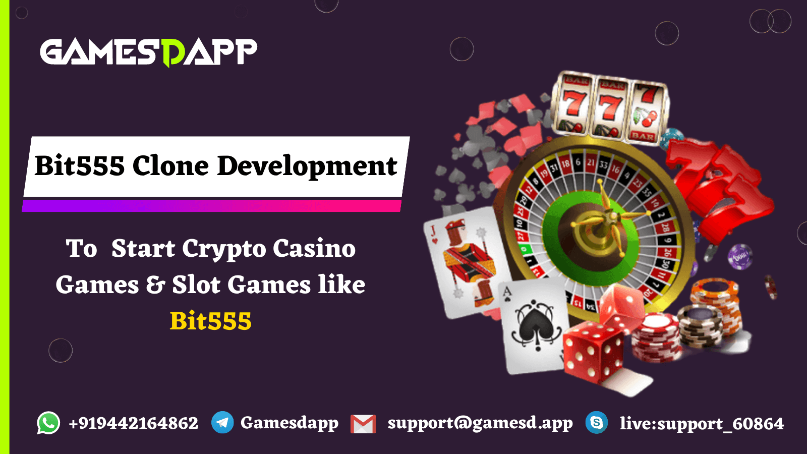 Bit555 Clone Development - To Start Crypto Casino Games & Slot Games like Bit555
